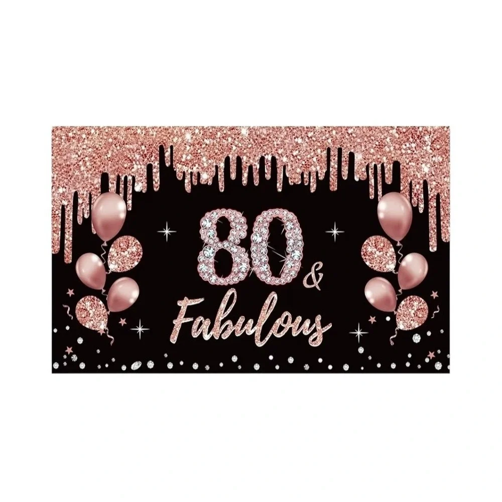 80th Birthday Decorations for Women, Backdrop Hanging